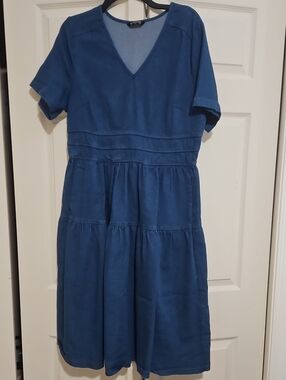 BloomChic Light Blue Denim-Look Dress